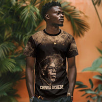 Chinua Achebe T shirt with Sepia Portrait, Lion Historians Quote and Vintage African Map - Wonder Print Shop