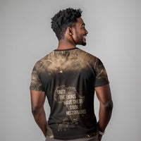 Chinua Achebe T shirt with Sepia Portrait, Lion Historians Quote and Vintage African Map - Wonder Print Shop