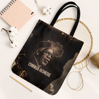 Chinua Achebe Tote Bag with Sepia Portrait, Lion Historians Quote and Vintage African Map - Wonder Print Shop