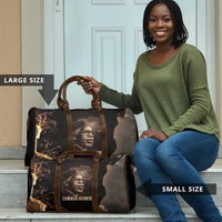Chinua Achebe Travel Bag with Sepia Portrait, Lion Historians Quote and Vintage African Map - Wonder Print Shop