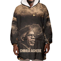 Chinua Achebe Wearable Blanket Hoodie with Sepia Portrait, Lion Historians Quote and Vintage African Map - Wonder Print Shop