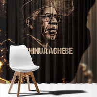 Chinua Achebe Window Curtain with Sepia Portrait, Lion Historians Quote and Vintage African Map - Wonder Print Shop