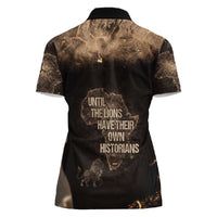 Chinua Achebe Women Polo Shirt with Sepia Portrait, Lion Historians Quote and Vintage African Map - Wonder Print Shop