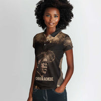 Chinua Achebe Women Polo Shirt with Sepia Portrait, Lion Historians Quote and Vintage African Map - Wonder Print Shop