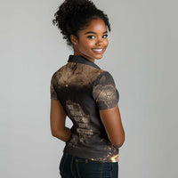 Chinua Achebe Women Polo Shirt with Sepia Portrait, Lion Historians Quote and Vintage African Map - Wonder Print Shop