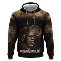 Chinua Achebe Zip Hoodie with Sepia Portrait, Lion Historians Quote and Vintage African Map - Wonder Print Shop