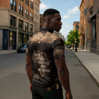 Chinua Achebe Zipper Polo Shirt with Sepia Portrait, Lion Historians Quote and Vintage African Map - Wonder Print Shop