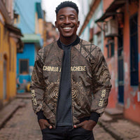 Chinua Achebe Bomber Jacket with Tribal Symbol Design, The Storyteller Quote and Africa Wrote Back - Wonder Print Shop