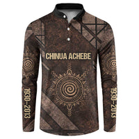 Chinua Achebe Button Sweatshirt with Tribal Symbol Design, The Storyteller Quote and Africa Wrote Back