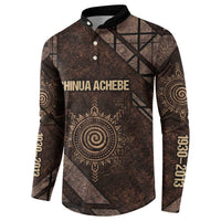 Chinua Achebe Button Sweatshirt with Tribal Symbol Design, The Storyteller Quote and Africa Wrote Back