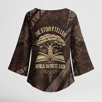 Chinua Achebe Kimono Sleeve Blouse with Tribal Symbol Design, The Storyteller Quote and Africa Wrote Back - Wonder Print Shop