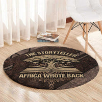 Chinua Achebe Round Carpet with Tribal Symbol Design, The Storyteller Quote and Africa Wrote Back - Wonder Print Shop