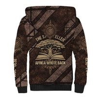 Chinua Achebe Sherpa Hoodie with Tribal Symbol Design, The Storyteller Quote and Africa Wrote Back - Wonder Print Shop