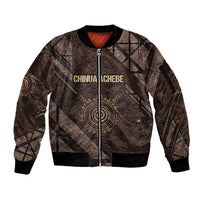 Chinua Achebe Sleeve Zip Bomber Jacket with Tribal Symbol Design, The Storyteller Quote and Africa Wrote Back - Wonder Print Shop