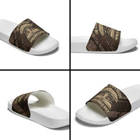 Chinua Achebe Slide Sandals with Tribal Symbol Design, The Storyteller Quote and Africa Wrote Back - Wonder Print Shop