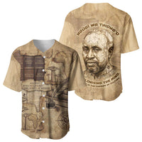 Ngugi wa Thiong O Baseball Jersey Vintage Map Ancient African Library - Decolonising the Mind - Wonder Print Shop