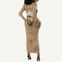 Ngugi wa Thiong O Long Sleeve Bodycon Dress Vintage Map Ancient African Library - Decolonising the Mind - Wonder Print Shop