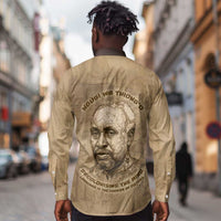 Ngugi wa Thiong O Long Sleeve Button Shirt Vintage Map Ancient African Library - Decolonising the Mind - Wonder Print Shop