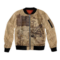 Ngugi wa Thiong O Sleeve Zip Bomber Jacket Vintage Map Ancient African Library - Decolonising the Mind - Wonder Print Shop