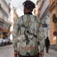 Ngugi wa Thiong O Long Sleeve Button Shirt Graffiti Resist Statement Ink Pen Revolution Fist Literary Activism - Wonder Print Shop