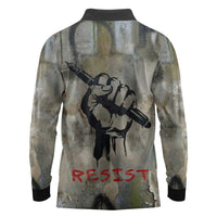 Ngugi wa Thiong O Long Sleeve Polo Shirt Graffiti Resist Statement Ink Pen Revolution Fist Literary Activism - Wonder Print Shop