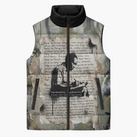 Ngugi wa Thiong O Sleeveless Puffer Jacket Graffiti Resist Statement Ink Pen Revolution Fist Literary Activism - Wonder Print Shop