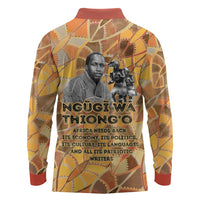 Ngugi wa Thiong O Long Sleeve Polo Shirt African Literary Icon Portrait Cultural Revival - Wonder Print Shop