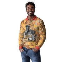 Ngugi wa Thiong O Long Sleeve Polo Shirt African Literary Icon Portrait Cultural Revival - Wonder Print Shop