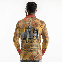 Ngugi wa Thiong O Long Sleeve Polo Shirt African Literary Icon Portrait Cultural Revival - Wonder Print Shop