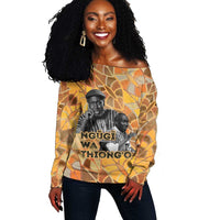 Ngugi wa Thiong O Off Shoulder Sweater African Literary Icon Portrait Cultural Revival - Wonder Print Shop