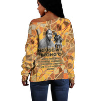 Ngugi wa Thiong O Off Shoulder Sweater African Literary Icon Portrait Cultural Revival - Wonder Print Shop