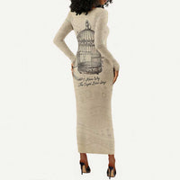 Maya Angelou Long Sleeve Bodycon Dress I Know Why The Caged Bird Sings - Wonder Print Shop