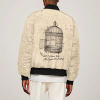 Maya Angelou Sleeve Zip Bomber Jacket I Know Why The Caged Bird Sings - Wonder Print Shop