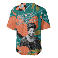 Maya Angelou Baseball Jersey Inspirational Quote Design Vibrant Teal and Orange Leaf Motif - Wonder Print Shop