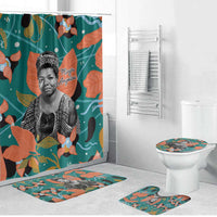 Maya Angelou Bathroom Set Inspirational Quote Design Vibrant Teal and Orange Leaf Motif - Wonder Print Shop