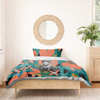 Maya Angelou Bedding Set Inspirational Quote Design Vibrant Teal and Orange Leaf Motif - Wonder Print Shop