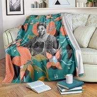 Maya Angelou Blanket Inspirational Quote Design Vibrant Teal and Orange Leaf Motif - Wonder Print Shop