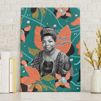Maya Angelou Canvas Wall Art Inspirational Quote Design Vibrant Teal and Orange Leaf Motif - Wonder Print Shop