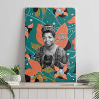 Maya Angelou Canvas Wall Art Inspirational Quote Design Vibrant Teal and Orange Leaf Motif - Wonder Print Shop