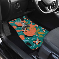 Maya Angelou Car Mats Inspirational Quote Design Vibrant Teal and Orange Leaf Motif - Wonder Print Shop