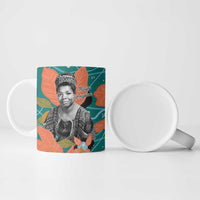 Maya Angelou Ceramic Mug Inspirational Quote Design Vibrant Teal and Orange Leaf Motif - Wonder Print Shop