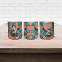 Maya Angelou Ceramic Mug Inspirational Quote Design Vibrant Teal and Orange Leaf Motif - Wonder Print Shop