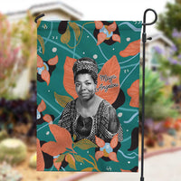 Maya Angelou Garden Flag Inspirational Quote Design Vibrant Teal and Orange Leaf Motif - Wonder Print Shop