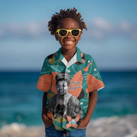 Maya Angelou Kid Hawaiian Shirt Inspirational Quote Design Vibrant Teal and Orange Leaf Motif - Wonder Print Shop