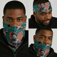 Maya Angelou Neck Gaiter Inspirational Quote Design Vibrant Teal and Orange Leaf Motif - Wonder Print Shop