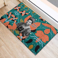 Maya Angelou Rubber Doormat Inspirational Quote Design Vibrant Teal and Orange Leaf Motif - Wonder Print Shop
