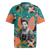 Maya Angelou Rugby Jersey Inspirational Quote Design Vibrant Teal and Orange Leaf Motif - Wonder Print Shop