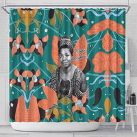 Maya Angelou Shower Curtain Inspirational Quote Design Vibrant Teal and Orange Leaf Motif - Wonder Print Shop