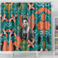 Maya Angelou Shower Curtain Inspirational Quote Design Vibrant Teal and Orange Leaf Motif - Wonder Print Shop