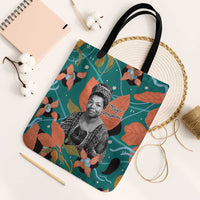 Maya Angelou Tote Bag Inspirational Quote Design Vibrant Teal and Orange Leaf Motif - Wonder Print Shop